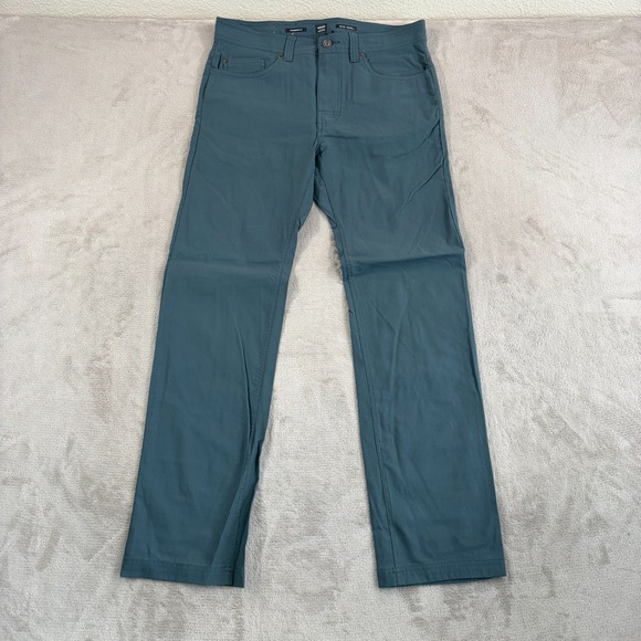 prAna Brion II Outdoor Hiking Stretch Chino Pants in Grey Blue Men 33x32 NWOT